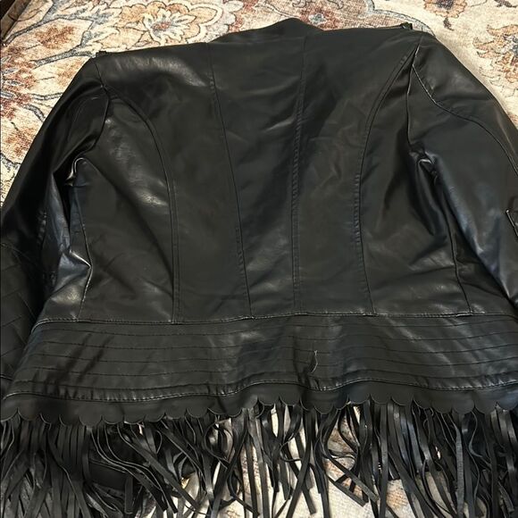 Steve madden faux leather motorcycle Fringe jacket - Picture 8 of 12